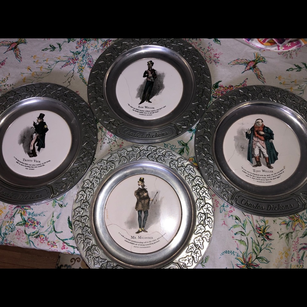 RWP Wilton Columbia Pewter Plates 4 CHARLES DICKEN